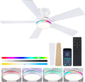 46" White Flush Mount Ceiling Fan with Light & Remote