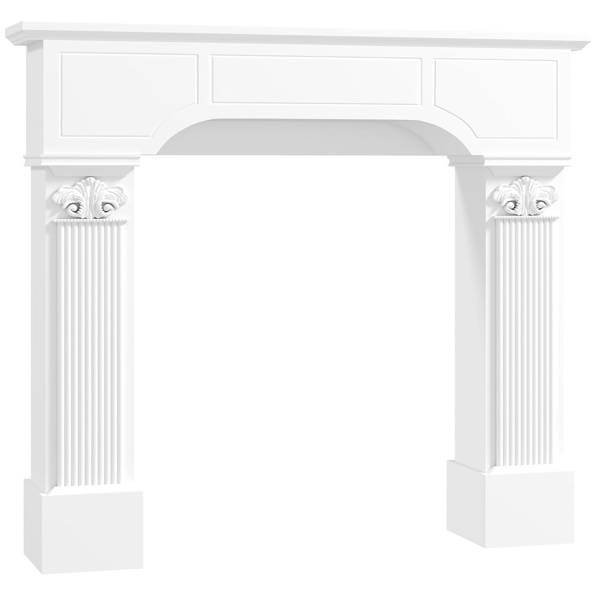 Baroque Fireplace Mantel Freestanding Ionic Leg 43.25"x42.75" White