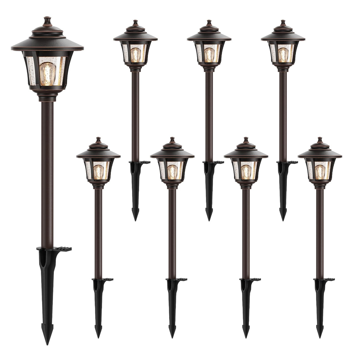 8 Pack 12V Low Voltage Landscape Path Lights, Replaceable Bulbs