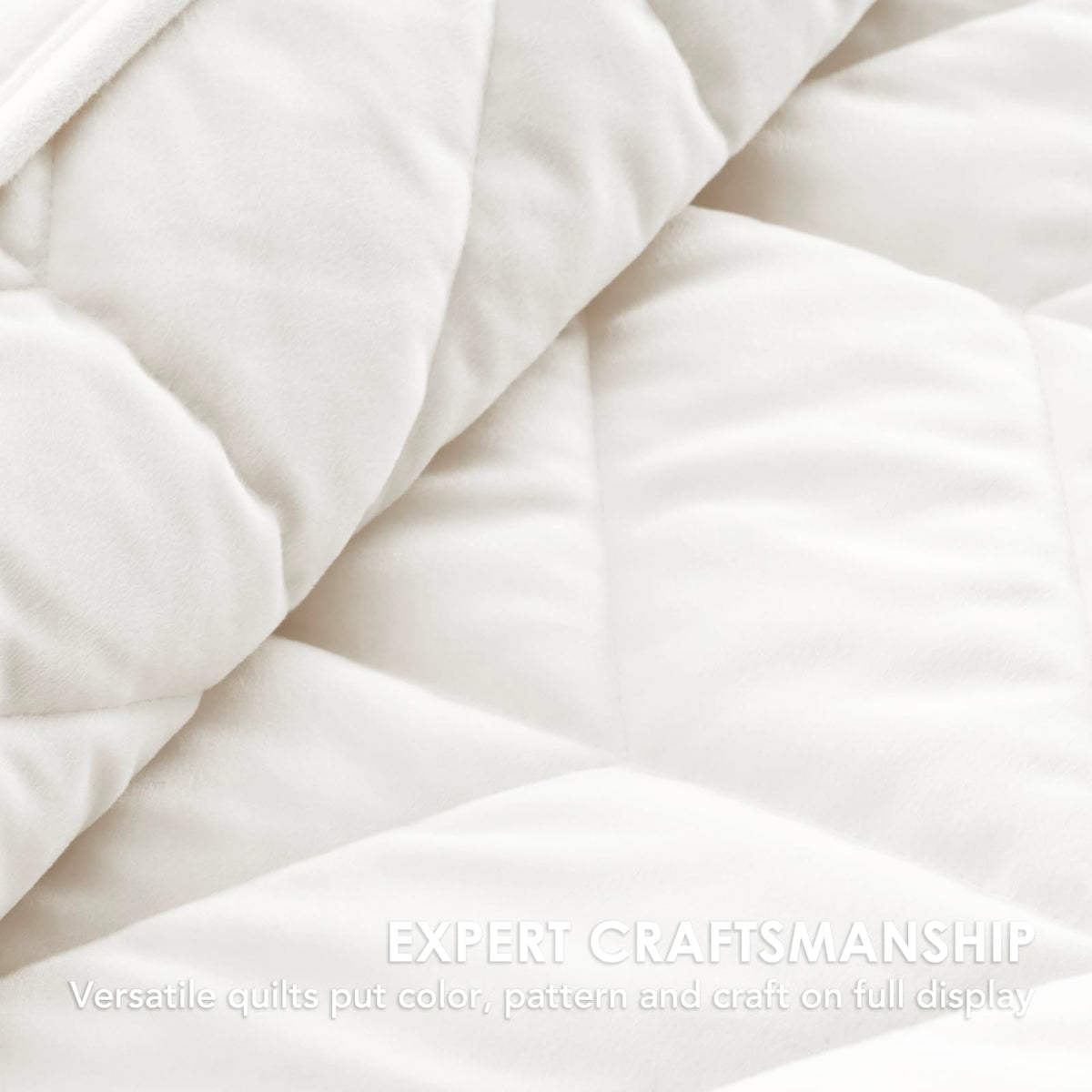 3 Pieces Matelasse Oversized Velvet Quilts, Cream White