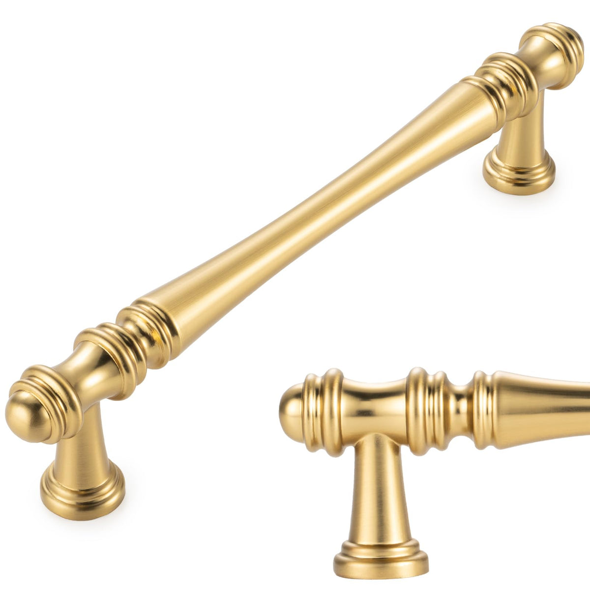 30 Pack 5 in Brushed Gold Cabinet Pulls, Gold Drawer Handles P30
