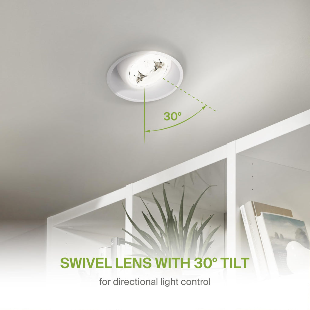 2 Inch Trimless Gimbal LED Recessed Ceiling Light Fixture, Adjustable Directional Downlight with Junction Box, 5CCT