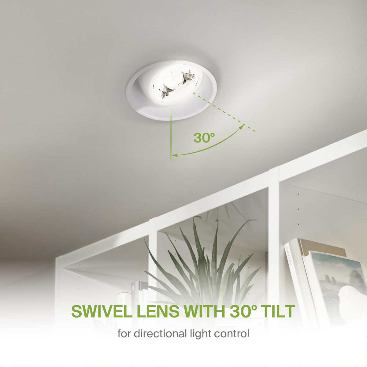 2 Inch Trimless Gimbal LED Recessed Ceiling Light Fixture, Adjustable Directional Downlight with Junction Box, 5CCT