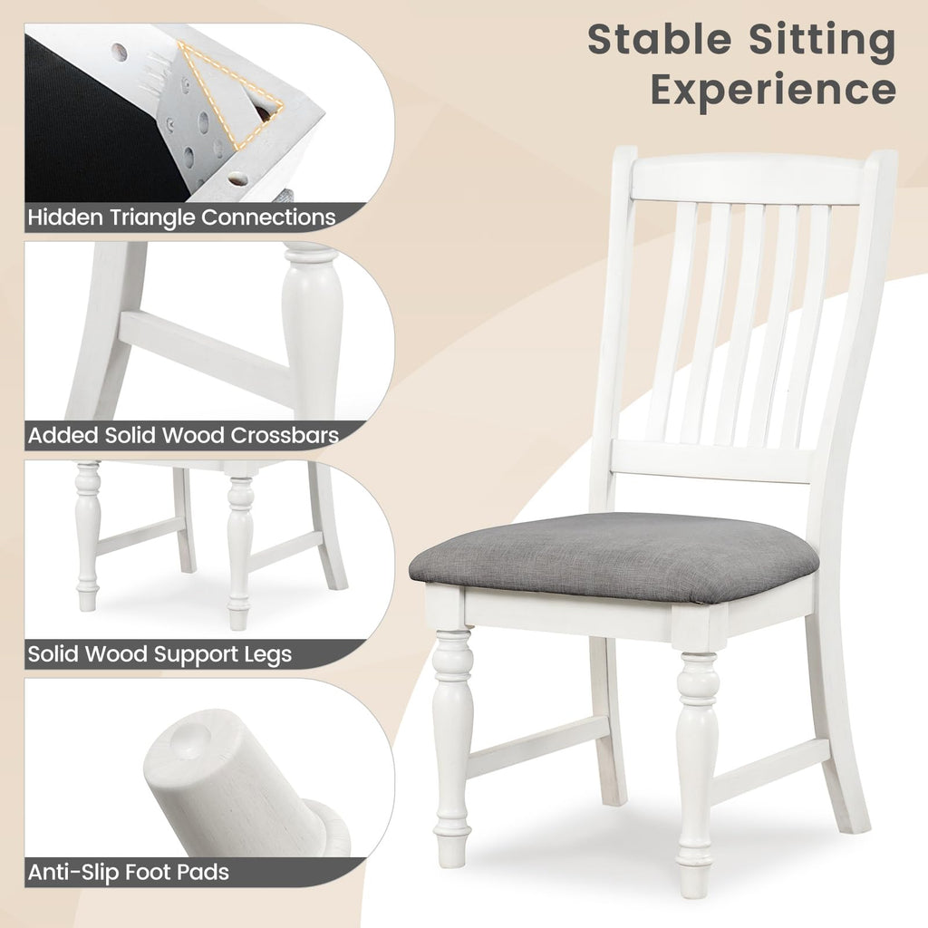 Wood Dining Chairs Set of 2, Farmhouse Kitchen Chairs with Solid Wood Frame, Max Load 355 Lbs, Armless Upholstered