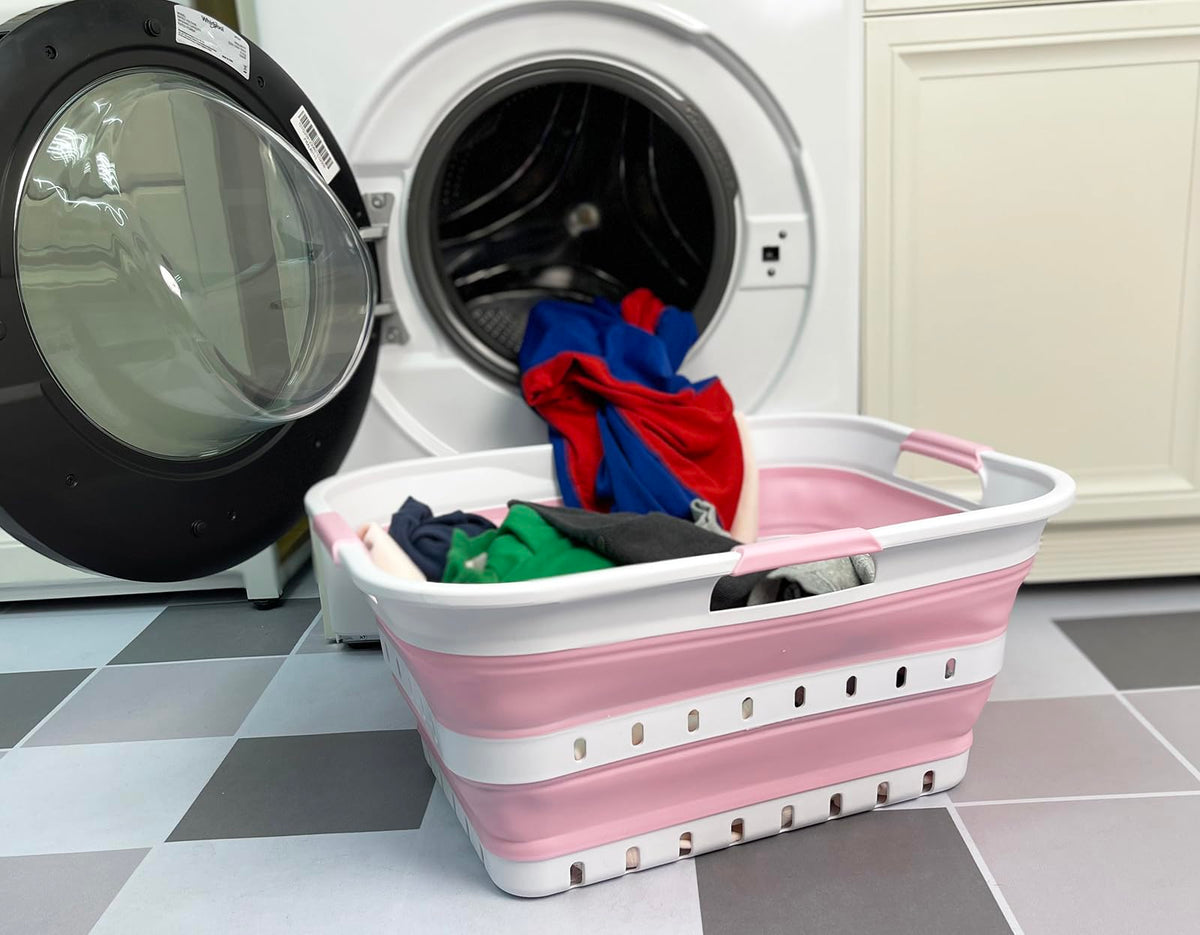 42 (11 Gallons) Collapsible Plastic Laundry Basket, Foldable Pop Up Storage Container/Organizer, Space Saving Hamper