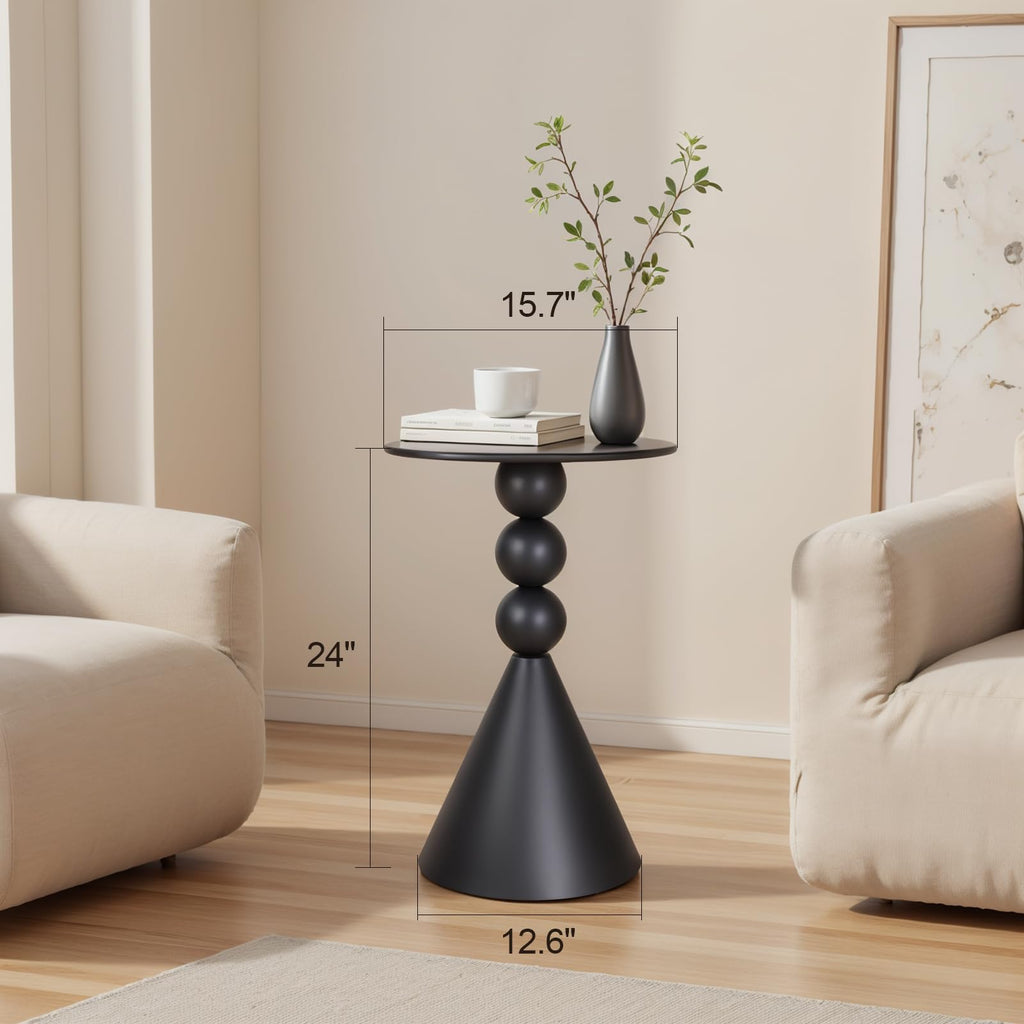 Inspired Saarinen Style Metal Round Martini Table, Vintage Drum Side, Modern Nightstand Accent Pedestal Tables Coffee Tables for Small Space