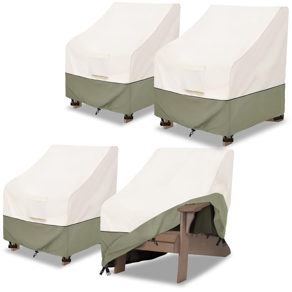 Waterproof 4 Pack Patio Adirondack Chair Cover for Outdoor Chair Size Up to 32W x 35D x 36H inch, Outdoor Lawn Patio