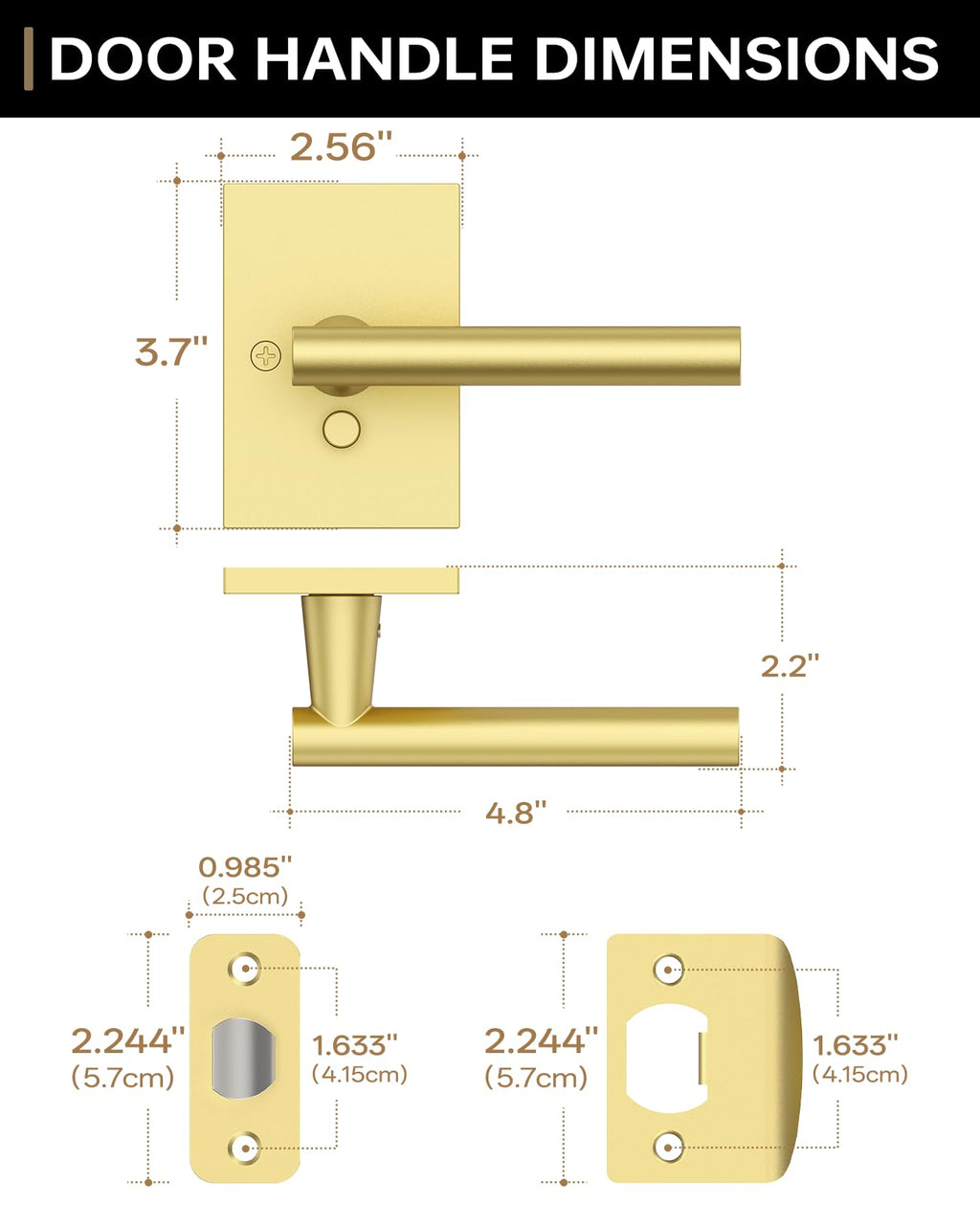 10 Pack Brushed Gold Privacy Interior Door Handles