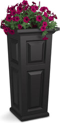 Nantucket 32in Self-Watering Tall Square Planter, Black