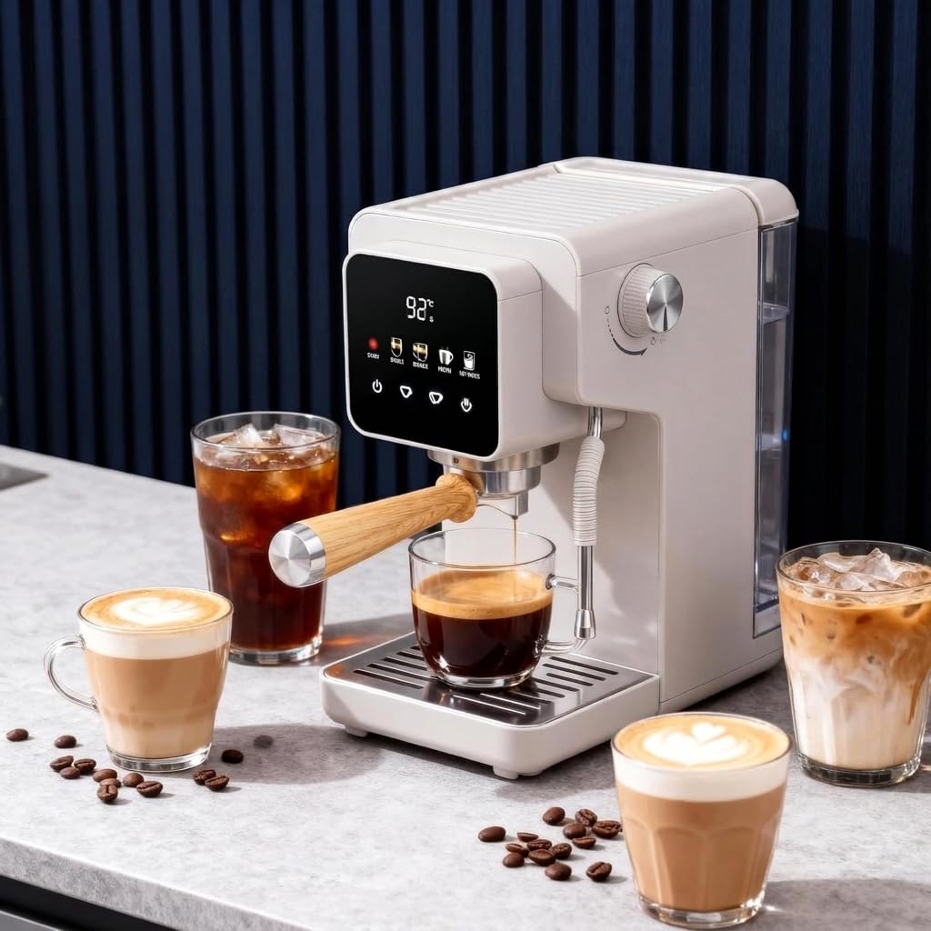 Touchscreen Espresso Machine with Steam Wand, 40.6oz Water Tank