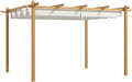 10' x 10' Retractable Pergola Canopy, Wood Grain Aluminum Pergola, Outdoor Sun Shade Shelter for Grill, Garden, Patio