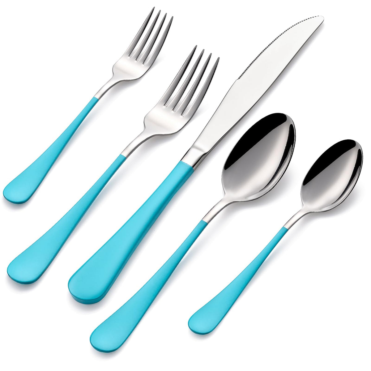20-Pieces Blue Silverware Sets for 4,Blue Handle Stainless Steel Cutlery Set, Include Forks Spoons and Knives Set