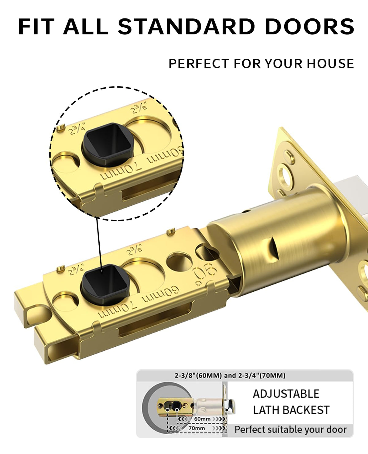 8 Pack Brushed Gold Passage Interior Door Handles