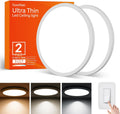 12 Inch White LED Flush Mount Ceiling Light Fixture (2 Pcs) | 24W 2640LM, Dimmable Light, Compact Ultra-Thin Design