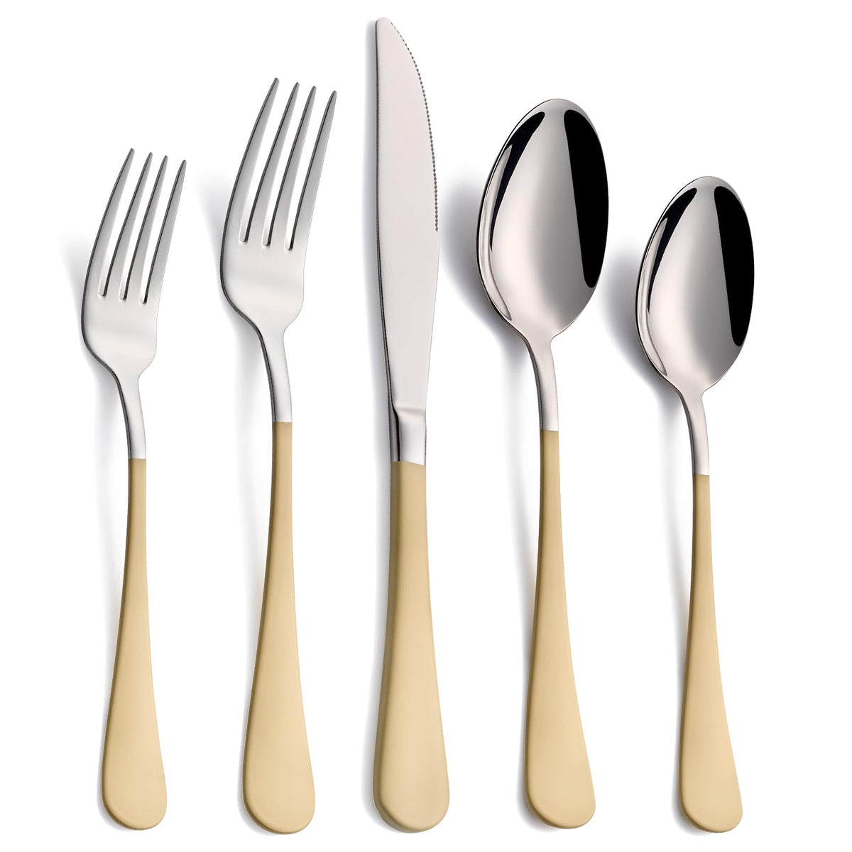 20-Piece Cream Color Silverware Set, 18/0 Stainless Steel Cream Color Handle Flatware Set, Service for 4,Modern