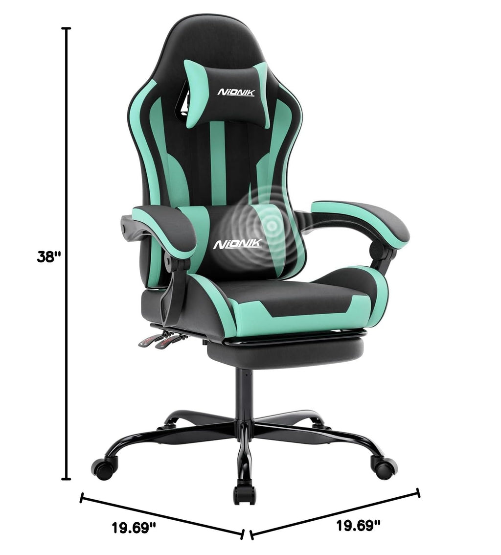 Gaming Chair, Ergonomic Computer Chair with Footrest and Lumbar Support, Height Adjustable Game Chair with
