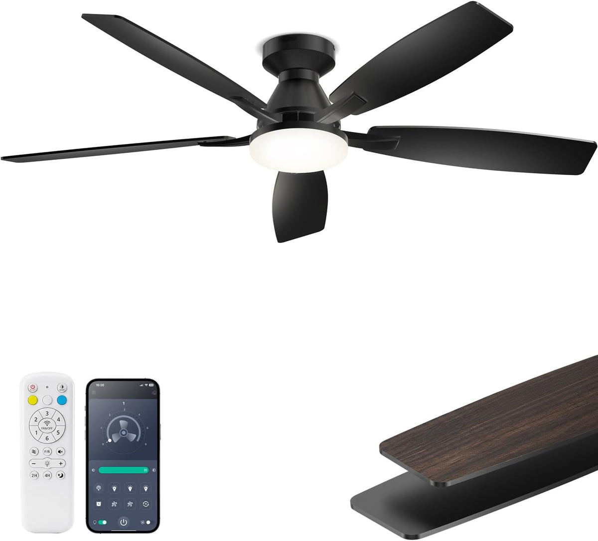 52" Ceiling Fan with Light & Remote
