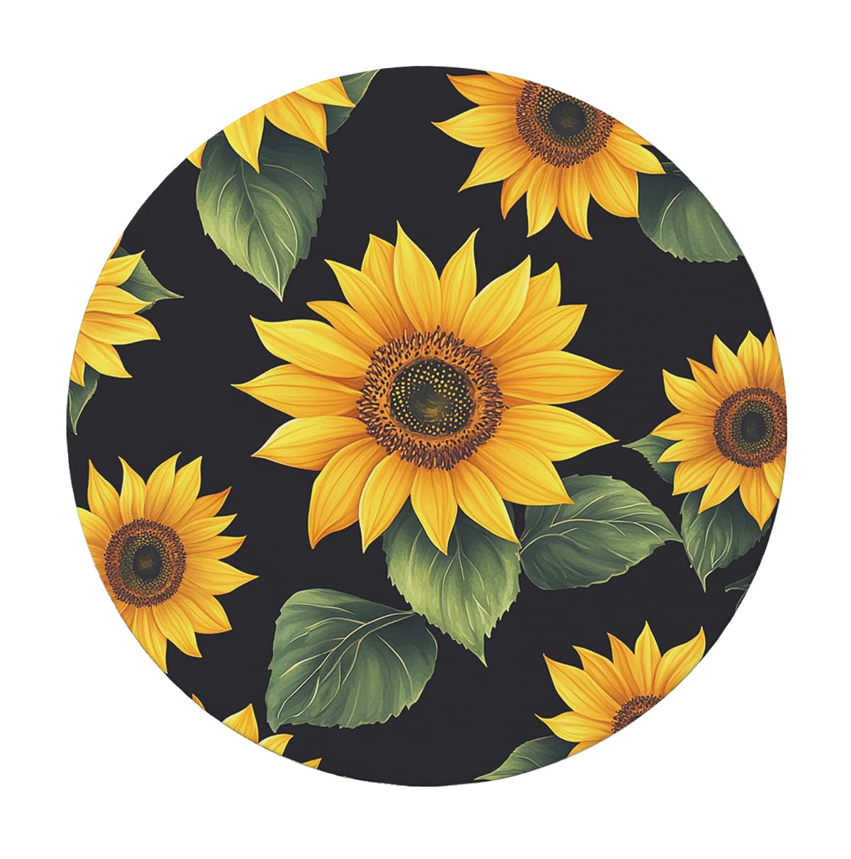 Elastic Edged Round Fitted Sunflower Table Cloth Cover for Indoor Outdoor Kitchen Party 60 * 60 Inch Tablecloth
