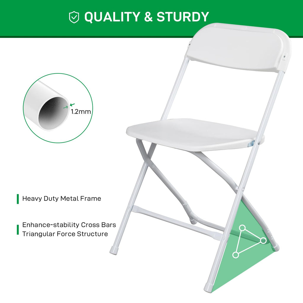 10pcs Folding Chair, Plastic Chairs with 330-Pound Capacity, Easy to Fold and Store Suitable for Indoor & Outdoor