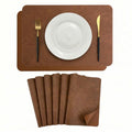 Faux Leather Placemats Set of 6, Walnut Brown