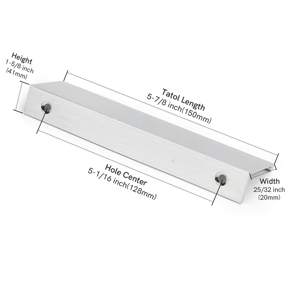 50 Pack 5" Cabinet Pulls Brushed Nickel Finger Pulls for Cabinets