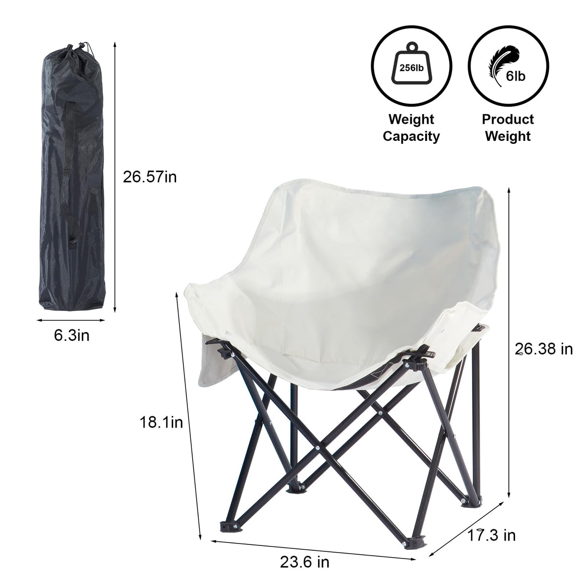 Oversized Portable Sauna Chair, Fast Folding Chair with Carrying Bag for Personal Home Sauna (White)