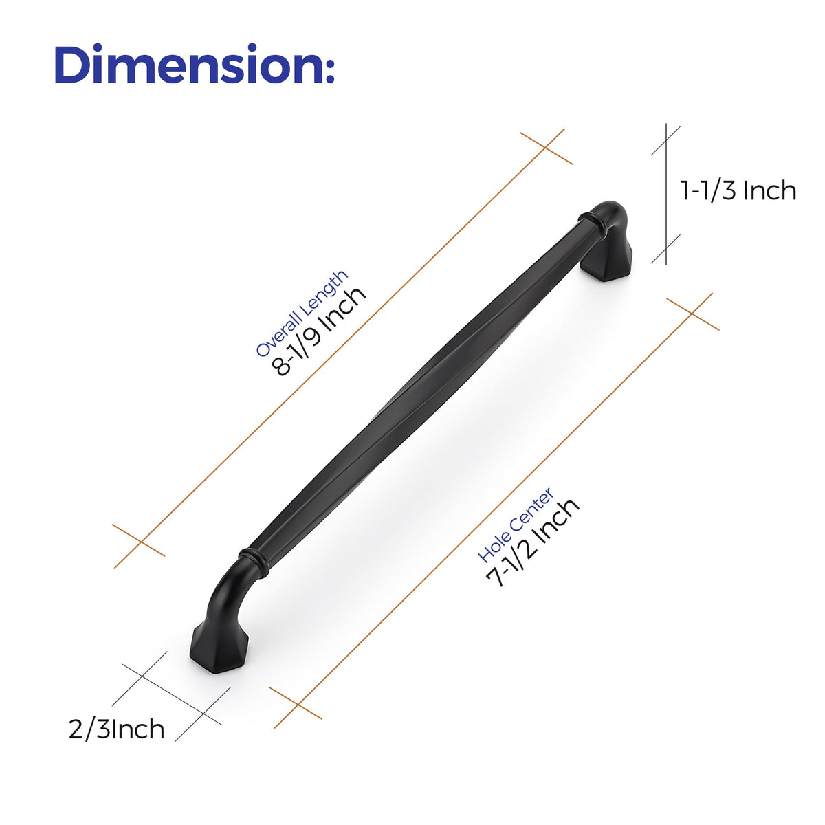 Matte Black Zinc Alloy Cabinet Handles,7-1/2" Pulls,5 Pack