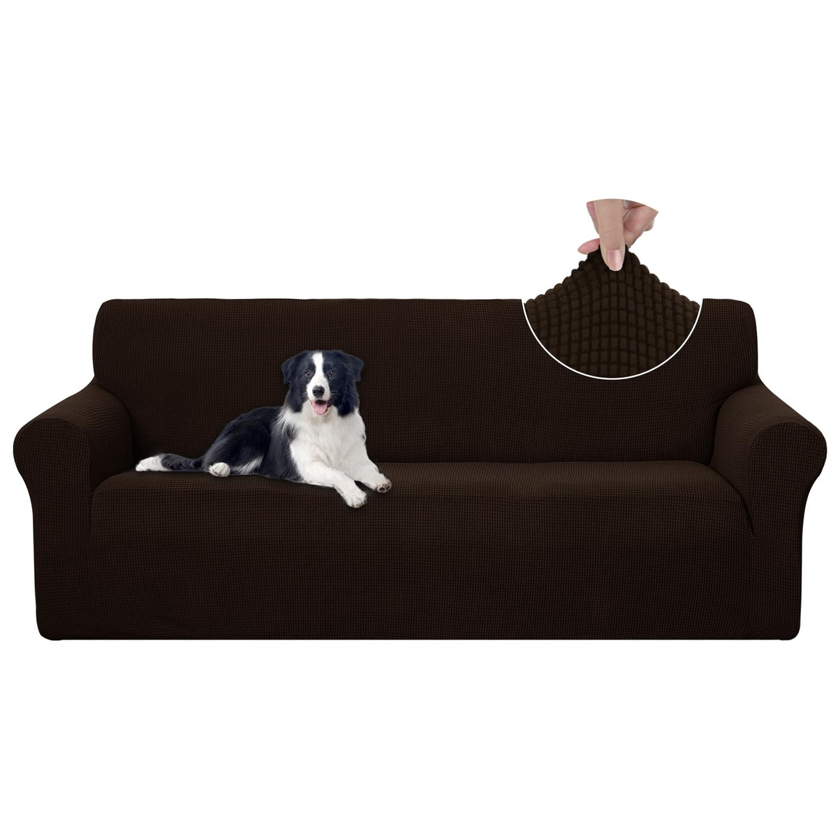 Stretch Couch Cover Slipcover for 3 Cushion Sofa, Chocolate