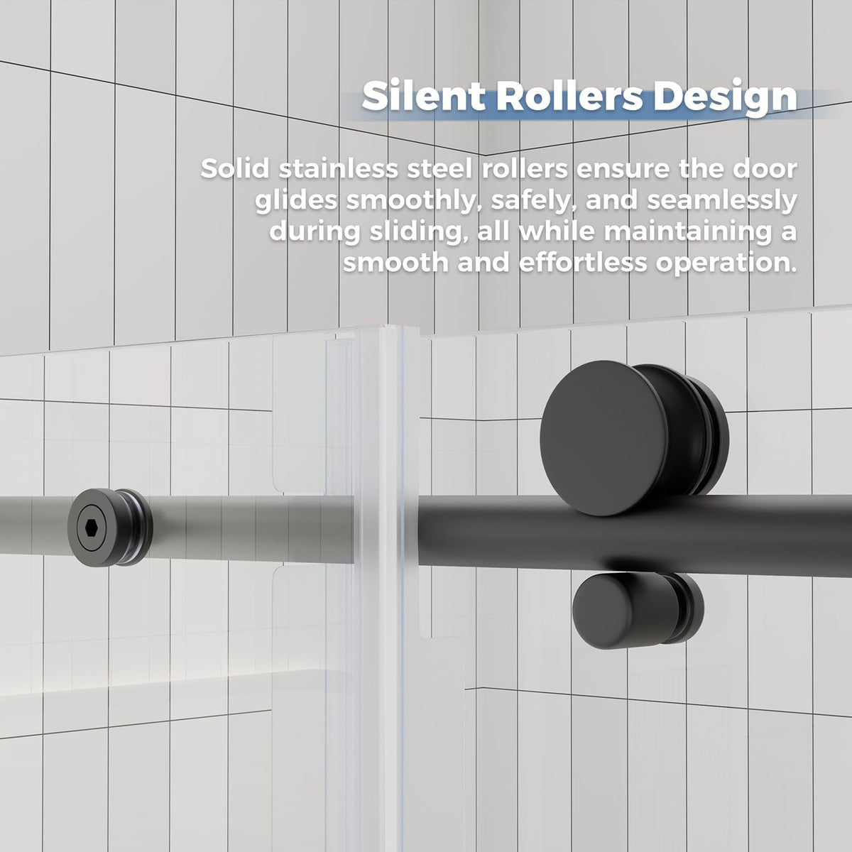 56-60" W x 72" H Frameless Shower Door, SGCC Certified & ANSI Standard Ultra-Clear Tempered Black Shower Door with PET Blastproof Film, Triple Leak-Proof System, Easy & Reversible Installation