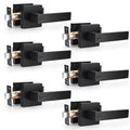 Interior Privacy Door Handles, Matte Black Modern Square Locking Levers /Bathroom, Heavy Duty Zinc Alloy Reversible