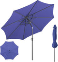 Outdoor Patio Umbrella with One Push Button Tilt and Crank, 8 Sturdy Ribs Market Table Umbrella