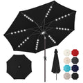 Solar Patio Umbrella with Centre Light, 10 ft Black