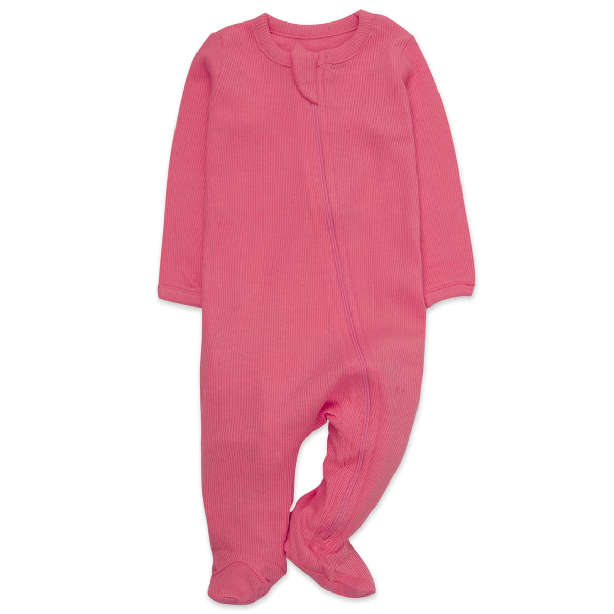 Girls Footie Sleepwear Pajama Set, Print and Solid Color Piece - Long Sleeve Zip Front Sleep & Play