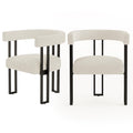 Boucle Upholstered Set of 2 Corduroy Kitchen & Dining Room Chairs with Metal Legs Mid Century Modern Chairs (Cream, 2)