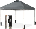 10x10 Pop Up Canopy Tent, Grid Grey | Beach Tent with One Push Setup,STO-N-Go Cover Bag,Silver Coated Top,Outdoor Sun