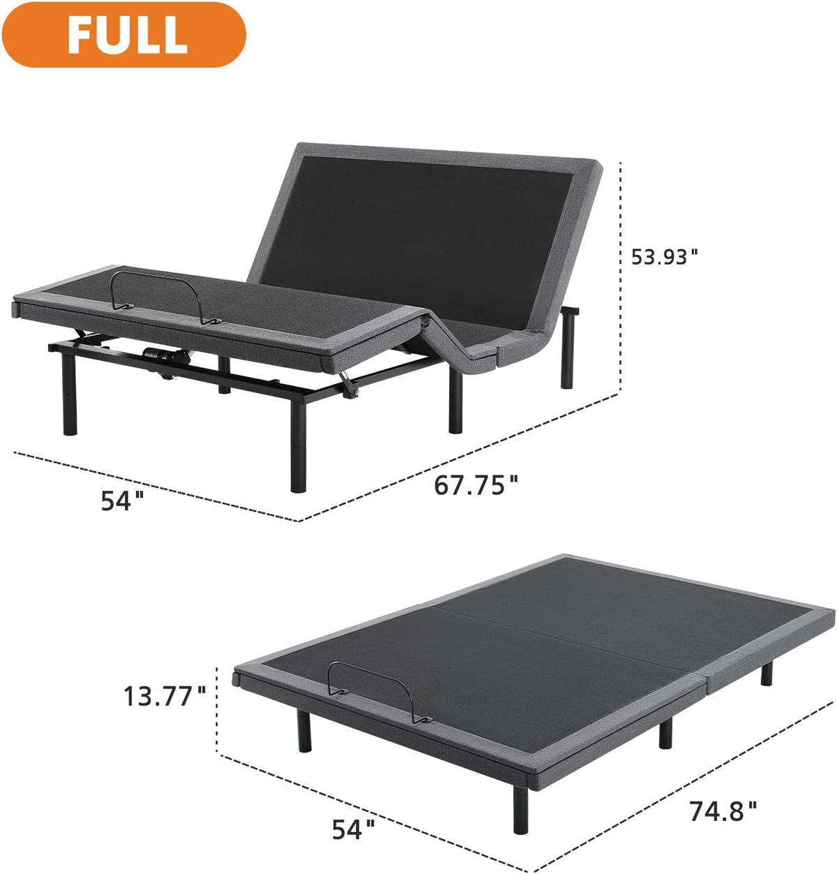 Full Adjustable Bed Frame, Electric Base, USB, Zero Gravity