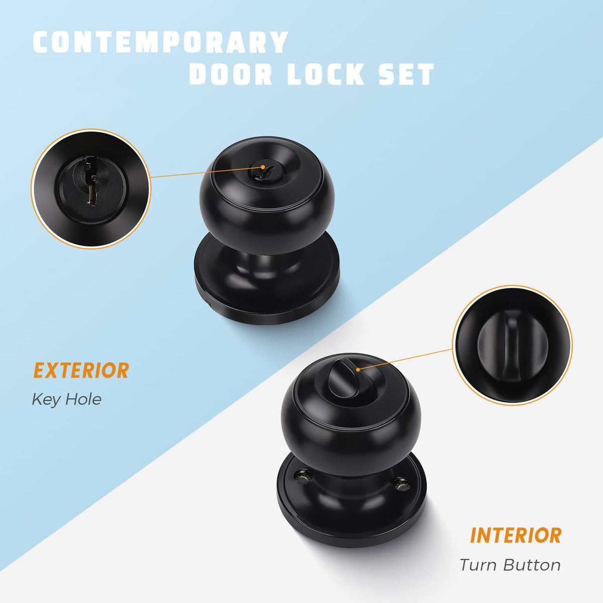 10 Pack Keyed Entry Door Knobs, Matte Black Door Knob with Lock and Key (Keyed Alike), Pack of 10 Door Knobs for