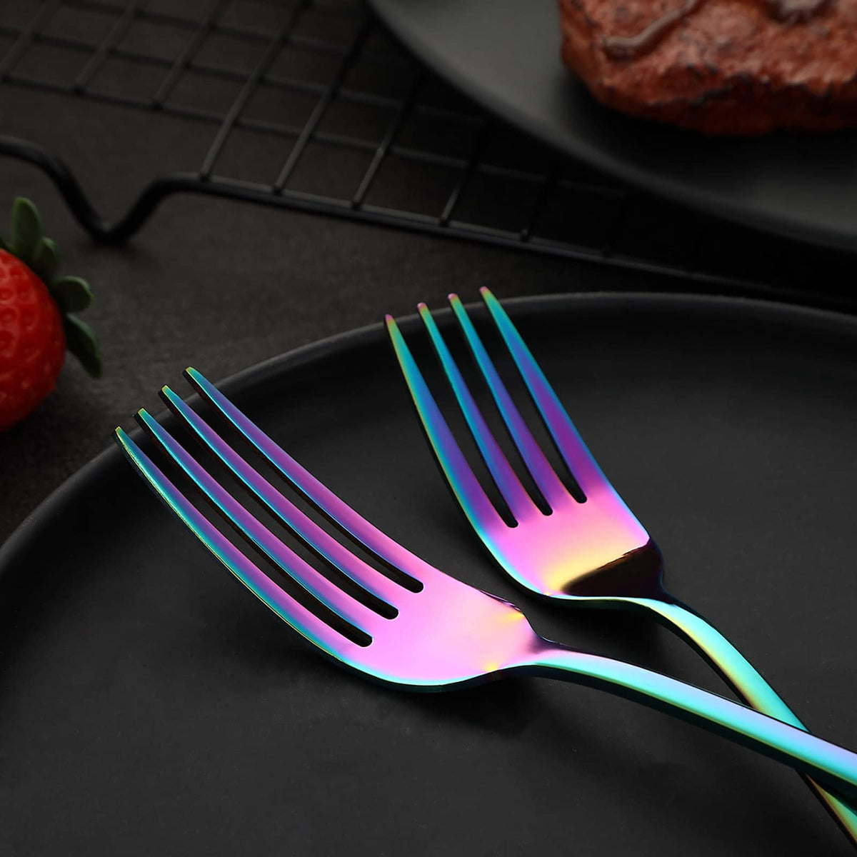 Rainbow Silverware Set Flatware Cutlery - 30 Pieces Stainless Steel Colorful Utensils, Tableware Set Service for 6