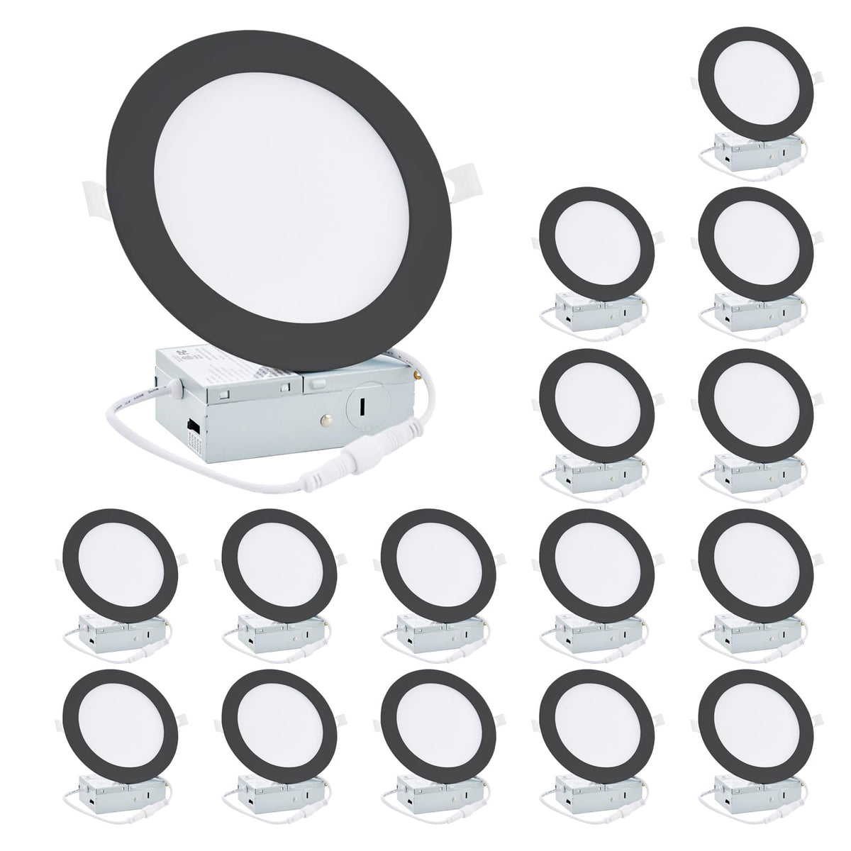 16 Pack 6 inch Black LED Recessed Light with Junction Box