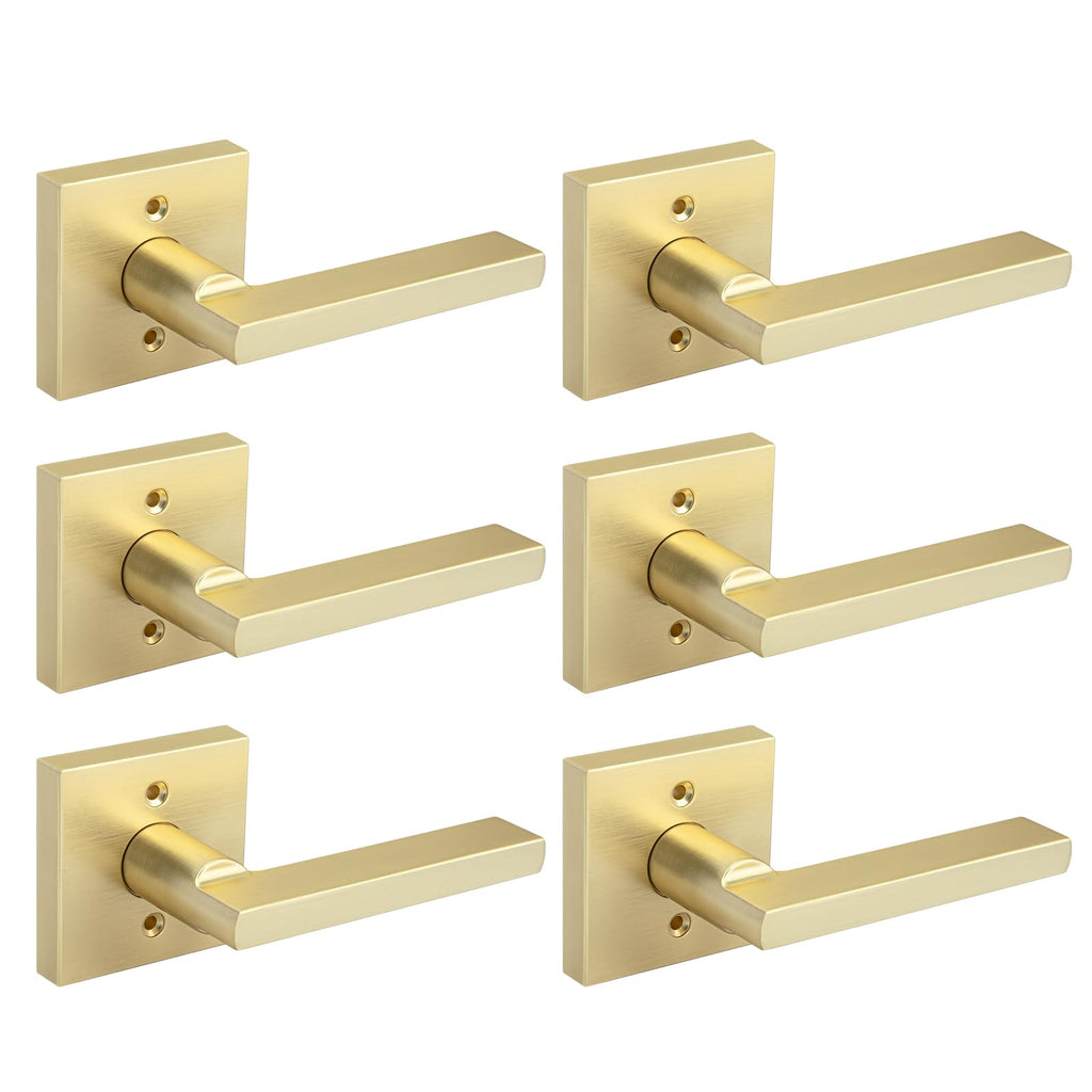 Brushed Gold Door Handles Interior Dummy Door Handles, 3 Pack/6 Pcs