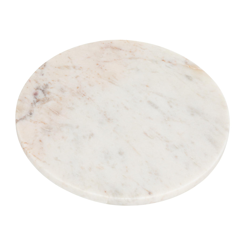 11‐Inch Round Marble Charcuterie and Cutting Board, White Finish