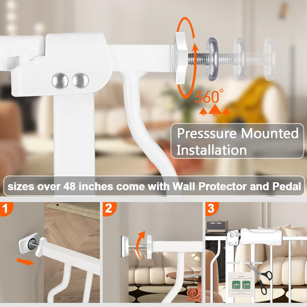 76.3-81.1 Inch Extra Wide Baby Gate for Doorway Pressure Mounted