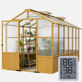 6×12 FT Walk-in Wooden Greenhouse with Adjustable Roof