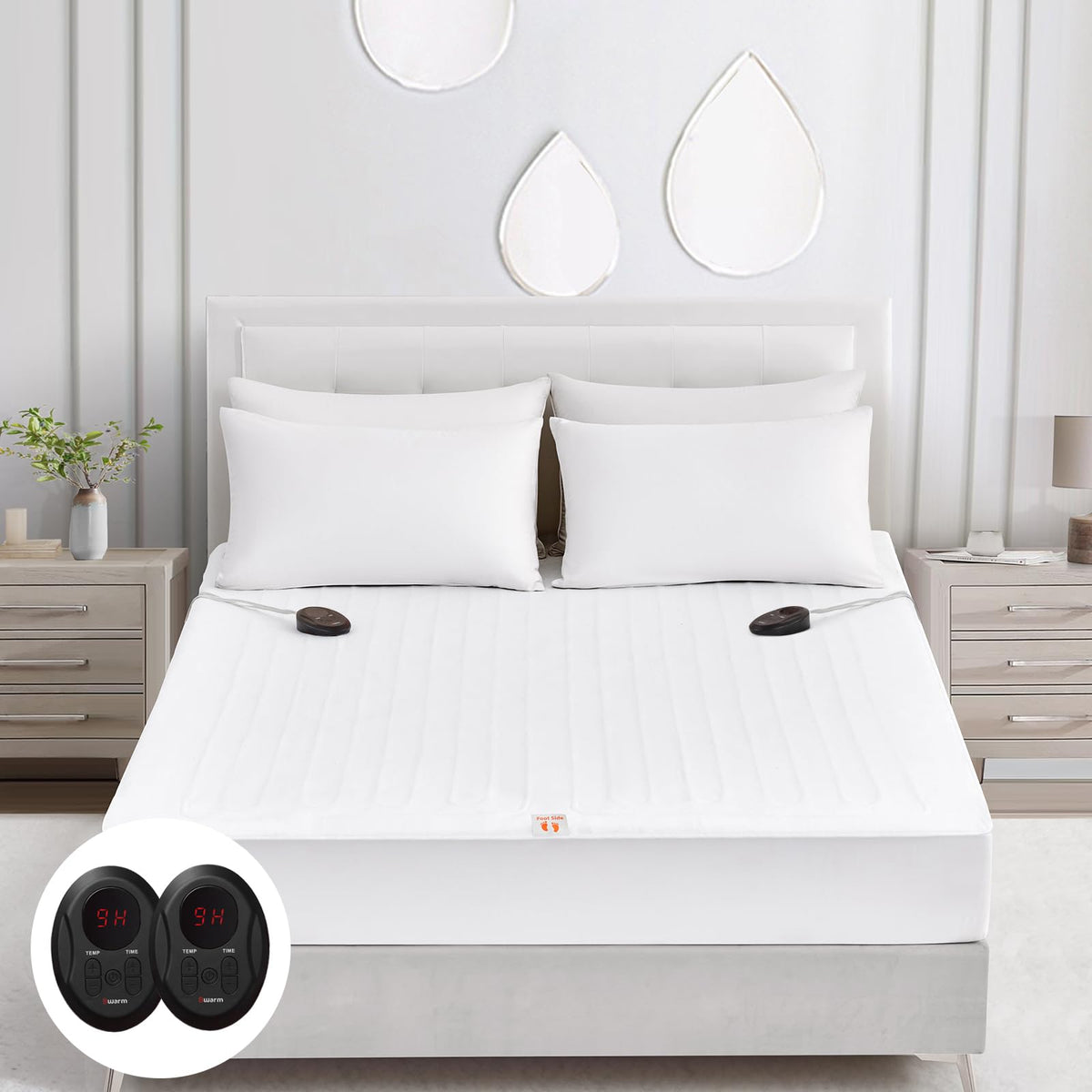 Electric Heated Mattress Pad, 78" x 80", Bed Warmer, Dual Control, 9 Heat Settings, 1-12 Hours Auto Off