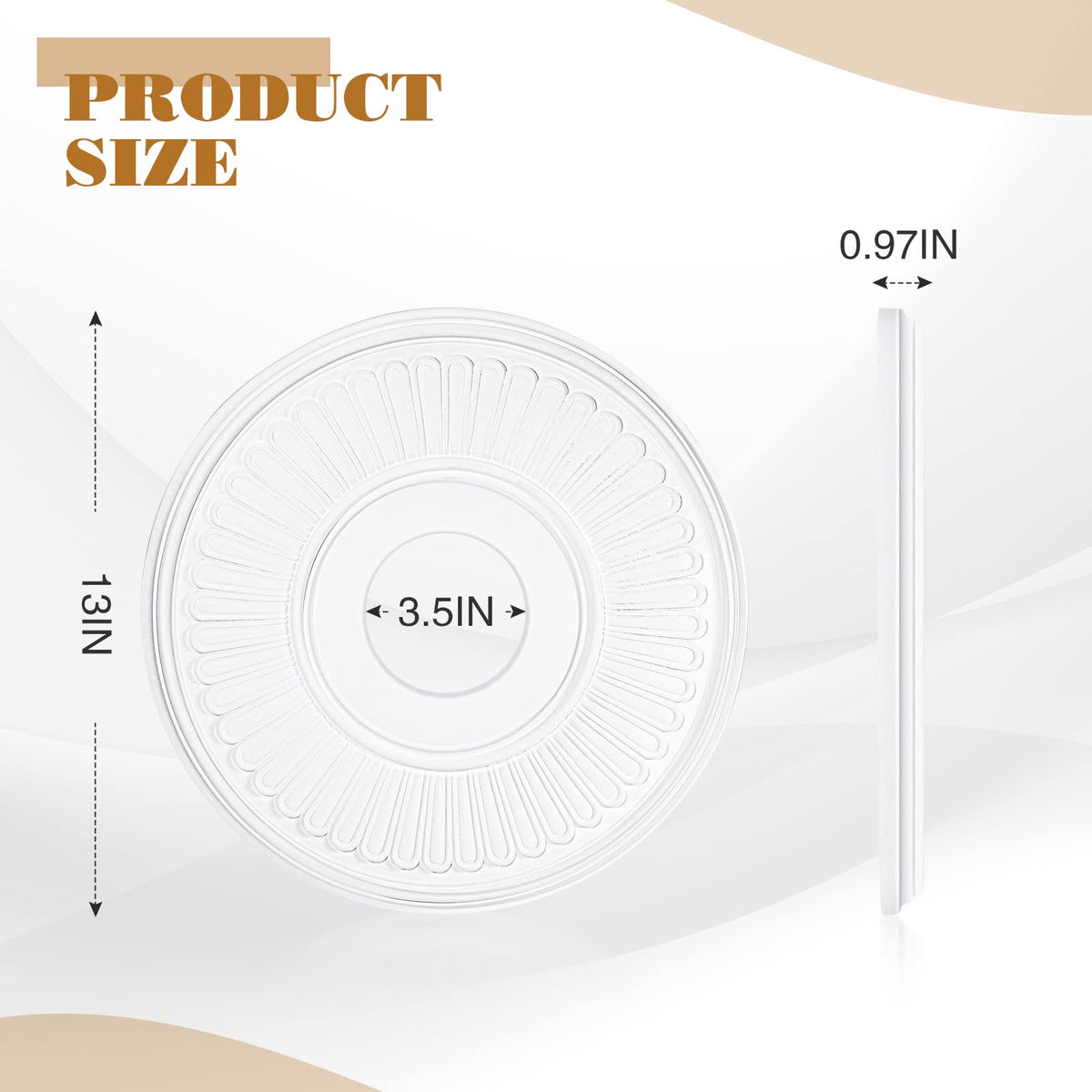 2 Pieces PU Ceiling Medallion for Light Fixtures White Ceiling Light Decorative Fan Medallion Lighting Ceiling Ring