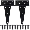 8 Inch T-Strap Gate Hinges, Shed Barn Door Hinges Heavy Duty, Black Tee Hinges for Wooden Fences, Yard Gate, Wrought