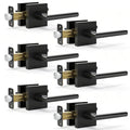 6 Pack Matte Black Passage Door Lever,Interior Non-Locking Leversets