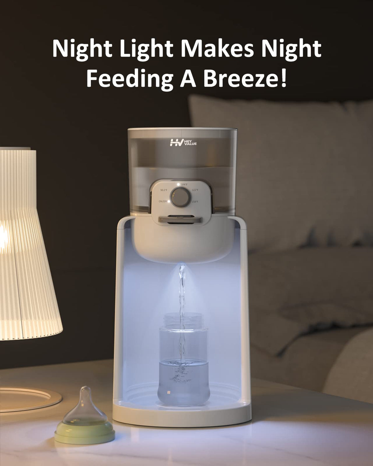 Water Warmer for Baby Formula with Night Light,Bottle Warmer,White