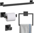 5-Piece Bathroom Hardware Set Matte Black Towel Bar Set Bath Towel Holder Sets SUS 304 Stainless Steel Wall Mounted