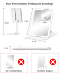 Travel Makeup Mirror with Lights and Magnification 10X, White